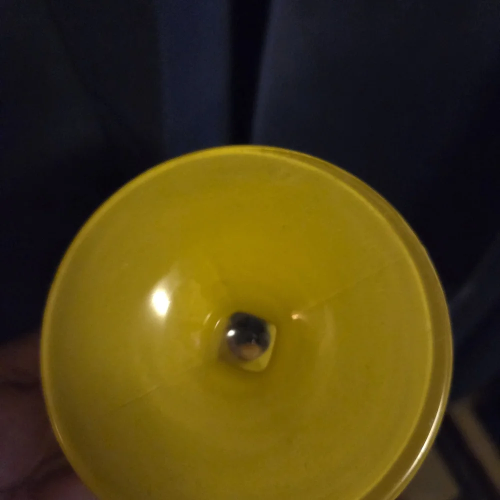 Vintage Yellow Lucite Candy Dish w/ Lid Gold Trim MCM Pedestal Compote